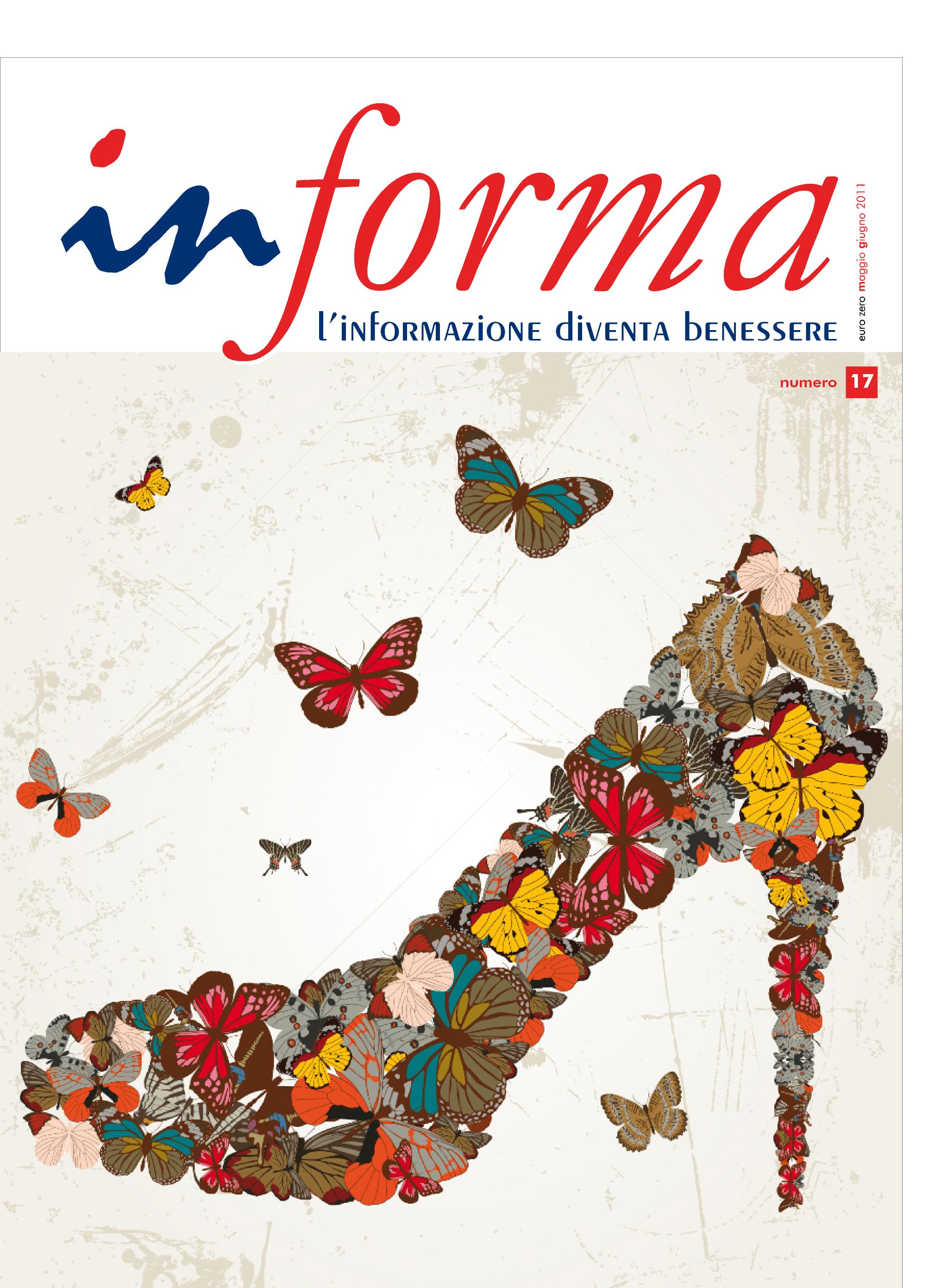 La copertina rappresenta una scarpa da donna creata da un insieme di farfalle colorate