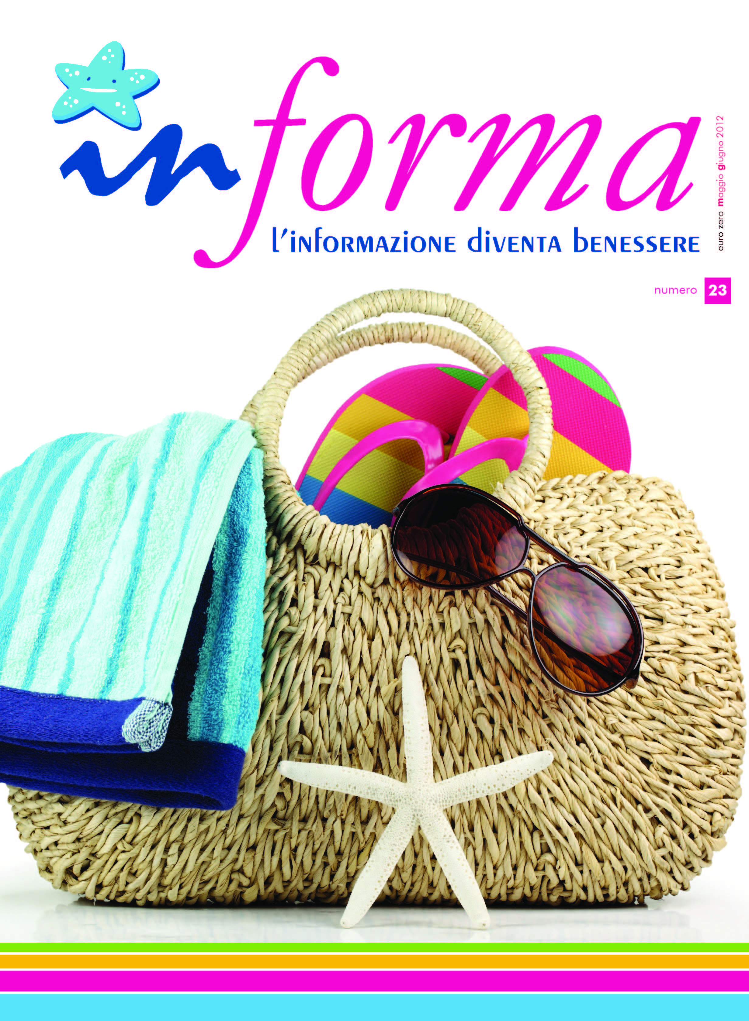 La copertina rappresenta su uno sfondo bianco in primo piano una borsa mare in paglia con una stella marina biacca davanti, e all'interno un telo da mare con con bande di clu e celeste, delle infradito multicolore dal rosa acceso al giallo, e degli occhiali da sole